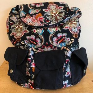 Urban Outfitters Ecote Black Floral Paisley Drawstring Backpack